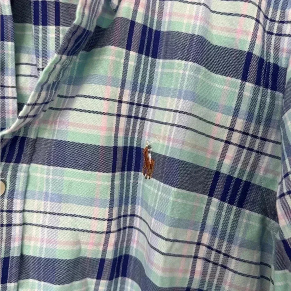 NWT Men’s Small Long Sleeve Button Down Shirt Ralph Lauren Blue Checkered Shirt - Picture 3 of 10